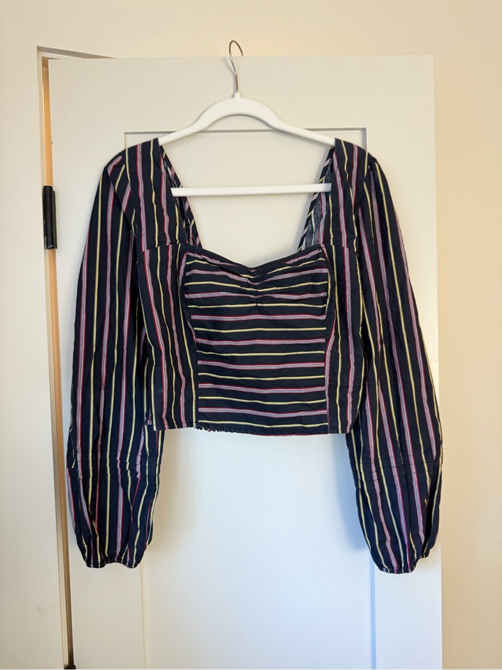 Free People Square-Neck Long Sleeve Crop Top